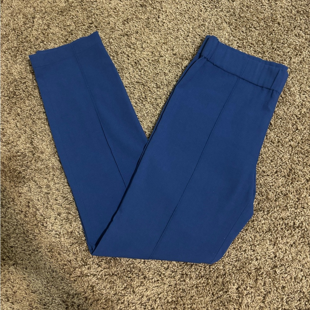 BCBG Pants “Maria" Slim Crepe Pants in Color Blue Depth Size M Pintuck Detail